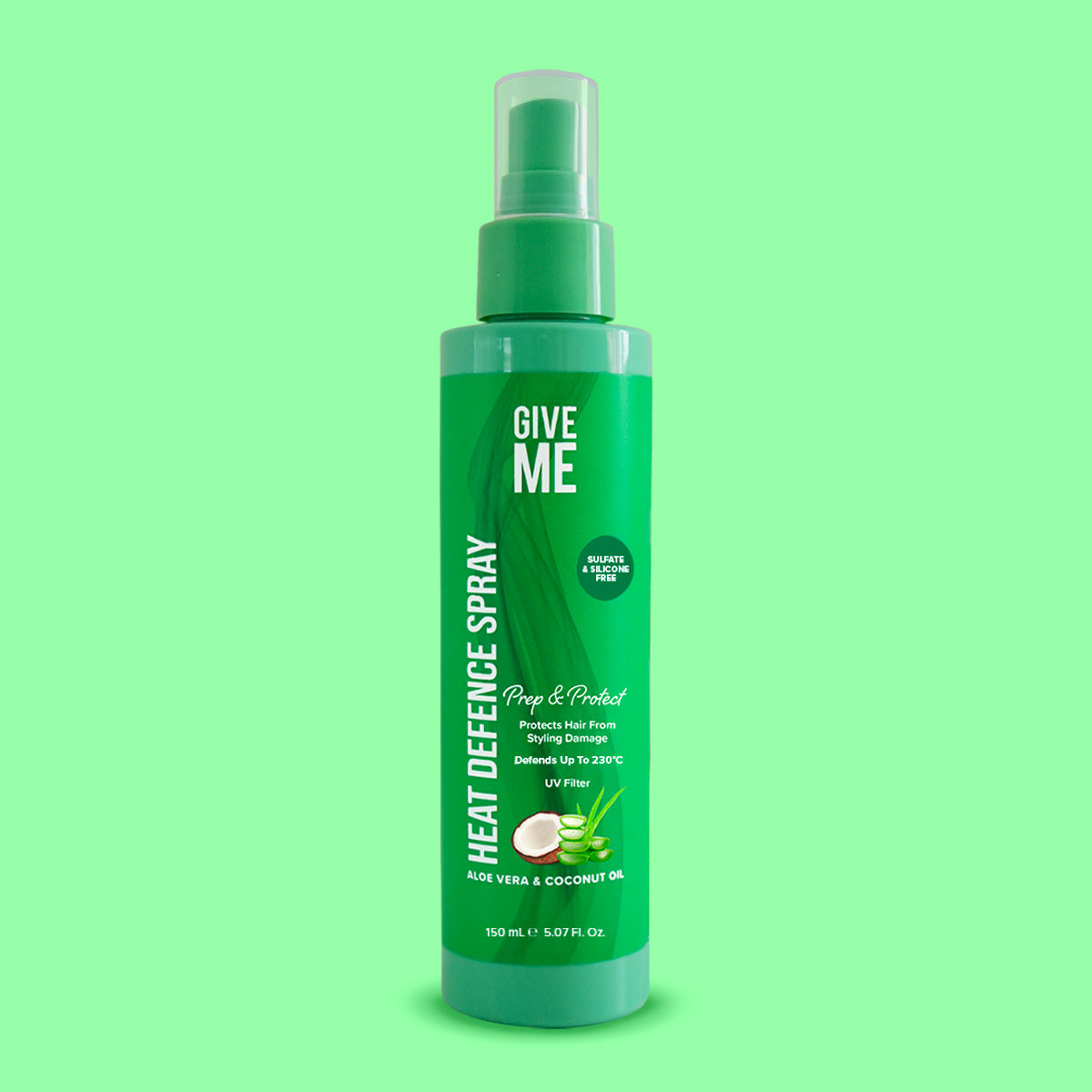 Heat Defence Spray - Aloe Vera & Coconut Oil - Give Me Cosmetics