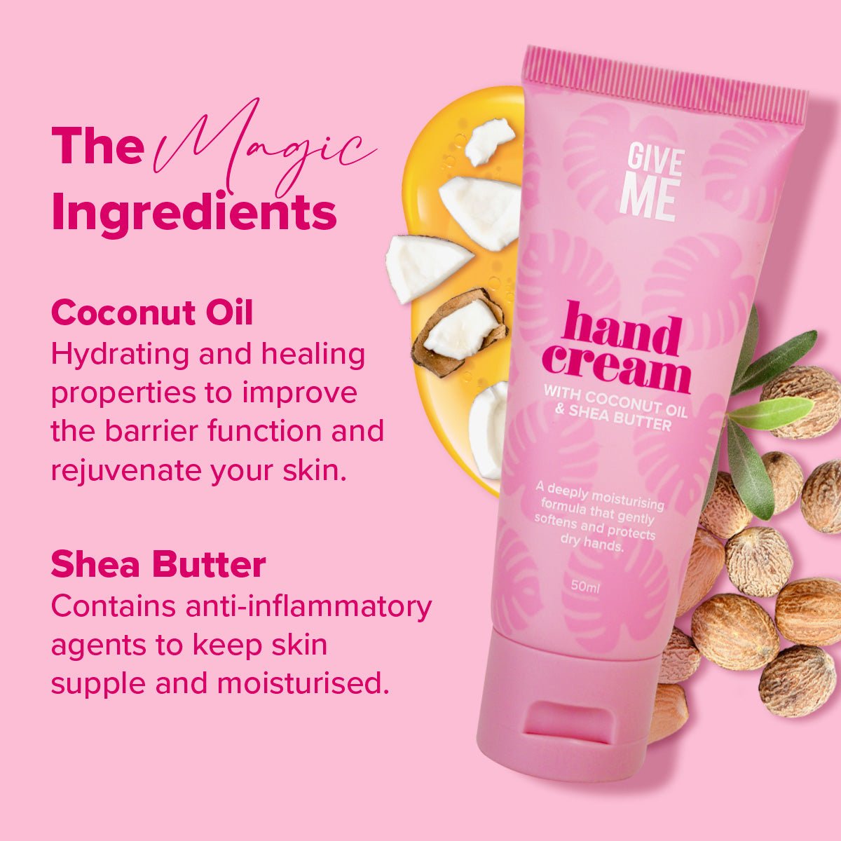 Coconut Oil & Shea Butter Hand Cream - Give Me Cosmetics