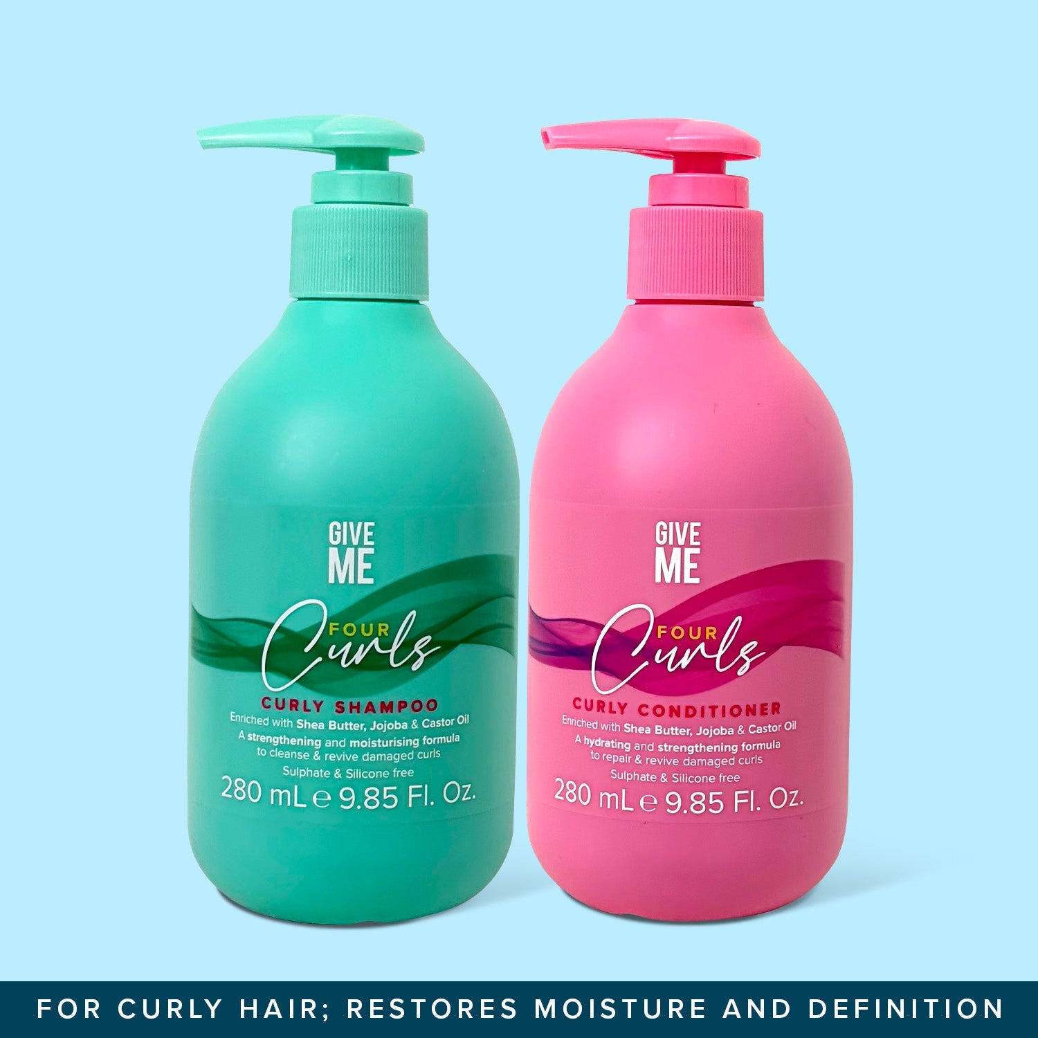 Four Curls Moisturising Shea Butter Shampoo & Conditioner Bundle (Worth £13.98) - Give Me Cosmetics