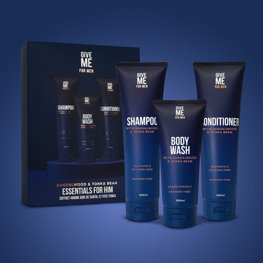 Sandalwood & Tonka Bean Essentials For Him (Worth £20.97) - Give Me Cosmetics