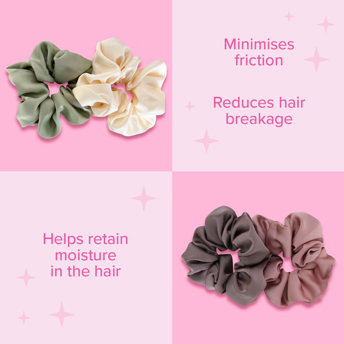 x2 Luxury Satin Silk Hair Scrunchies - Give Me Cosmetics